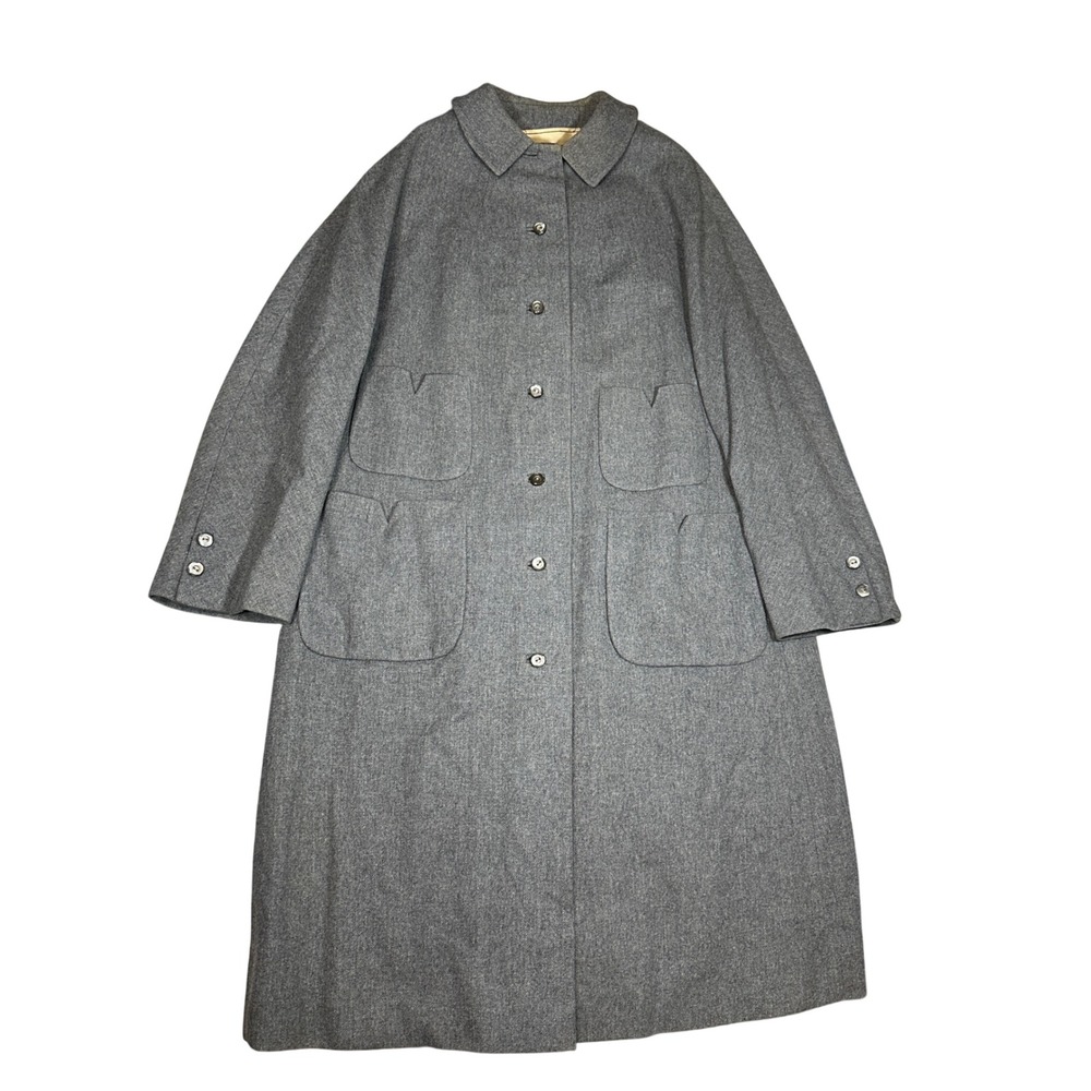 1950s/60s Joseph Horne Co Pittsburgh Gray Wool Overcoat Patch Pockets Lined Coat